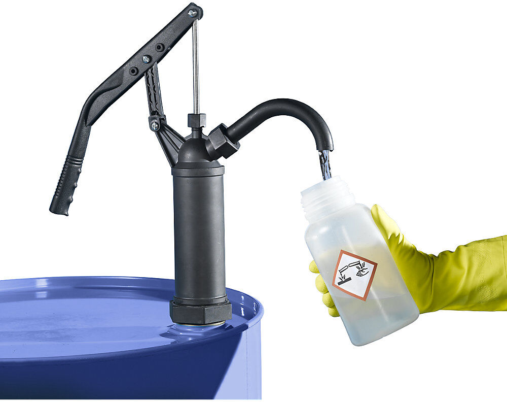 Handpumpe, für aggressive Flüssigkeiten, Fördermenge 0,30 l/Hub, Tauchrohr-Länge 400 - 900 mm kaiserkraft