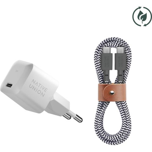 Native Union 30W USB-C Fast GaN Charger White + USB-C Cable Zeb.