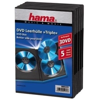 Hama DVD Triple Box, black, pack of 5 00051272