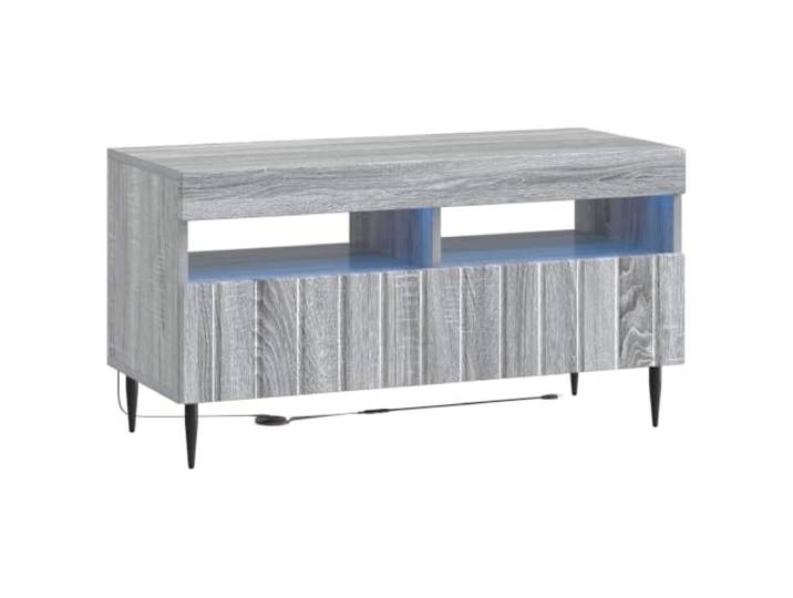 KTHLBRH TV-Schrank Sonoma aus Holz, Grau Flexible LED-Leuchten, schlankes Design, platzsparende Türen, 90° drehbare Türen, Holztechnik, Verwendung im Innenbereich