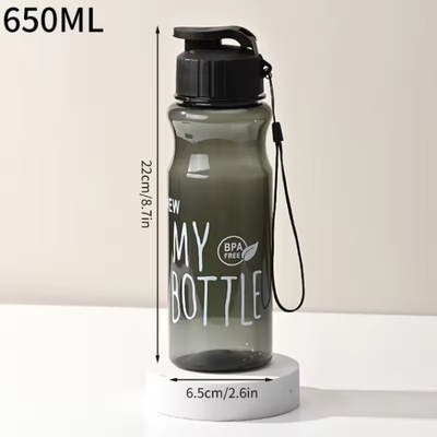 Uplifted Trends Portable Leak Proof Sports Water Bottle With Lid Transparent & Convenient For School black
