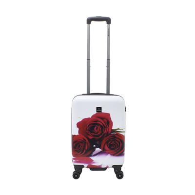 Koffer SAXOLINE "Roses", Gr. B/H/T: 35cm x 54cm x 20cm, weiß (weiß, rot), Polyester, Koffer, mit praktischem Zahlenschloss