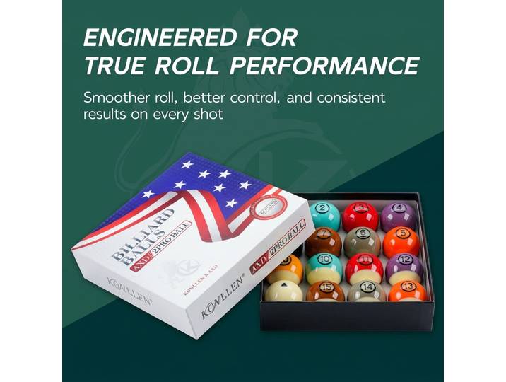 Ensemble de billes de billard en résine phénolique KONLLEN, taille réglementaire 2-1/4 pouces, ensemble de billes de billard pour tournoi, accessoires de table de billard