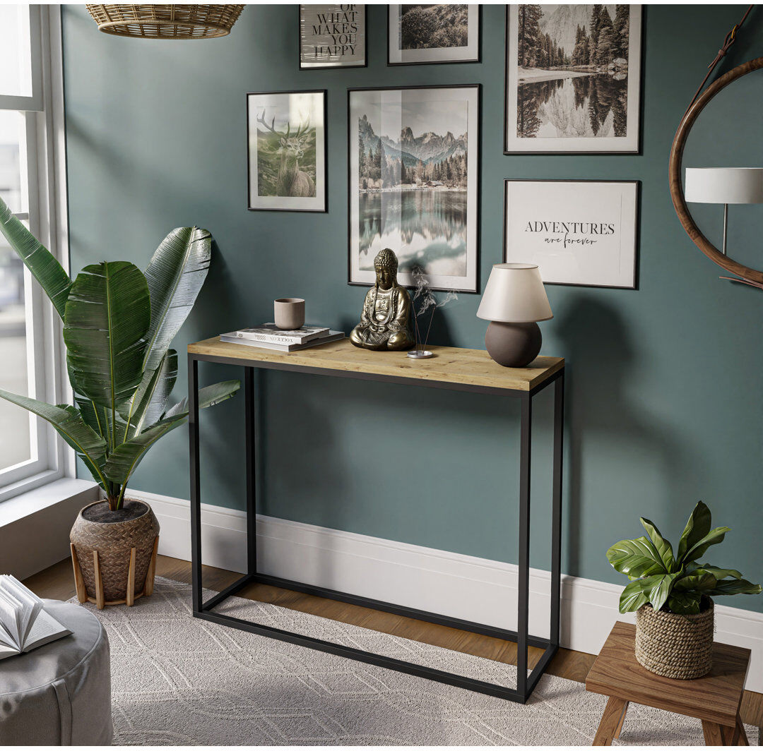 Zipcode Design Burmaster Console Table Black/Artisan Oak 80cm H x 100cm W x 30cm D