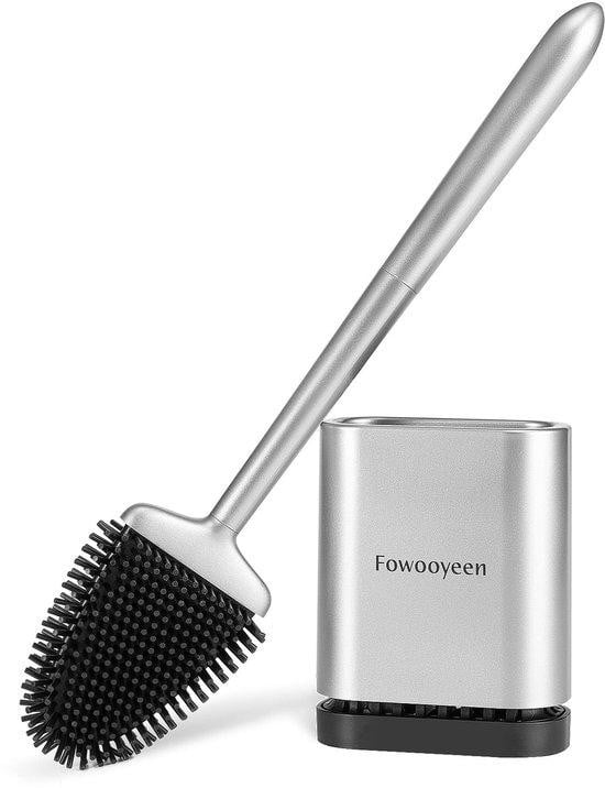 Unyqoos toiletborstel met houder, zelfklevend, zilver