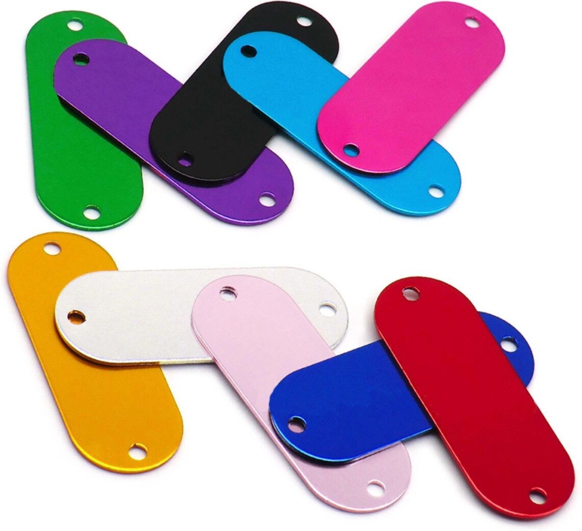 INF 10er-Pack Zwei-Loch Aluminium-Anhänger – Lasergravierbar für Haustier-ID & Schlüsselanhänger, Blanko zur