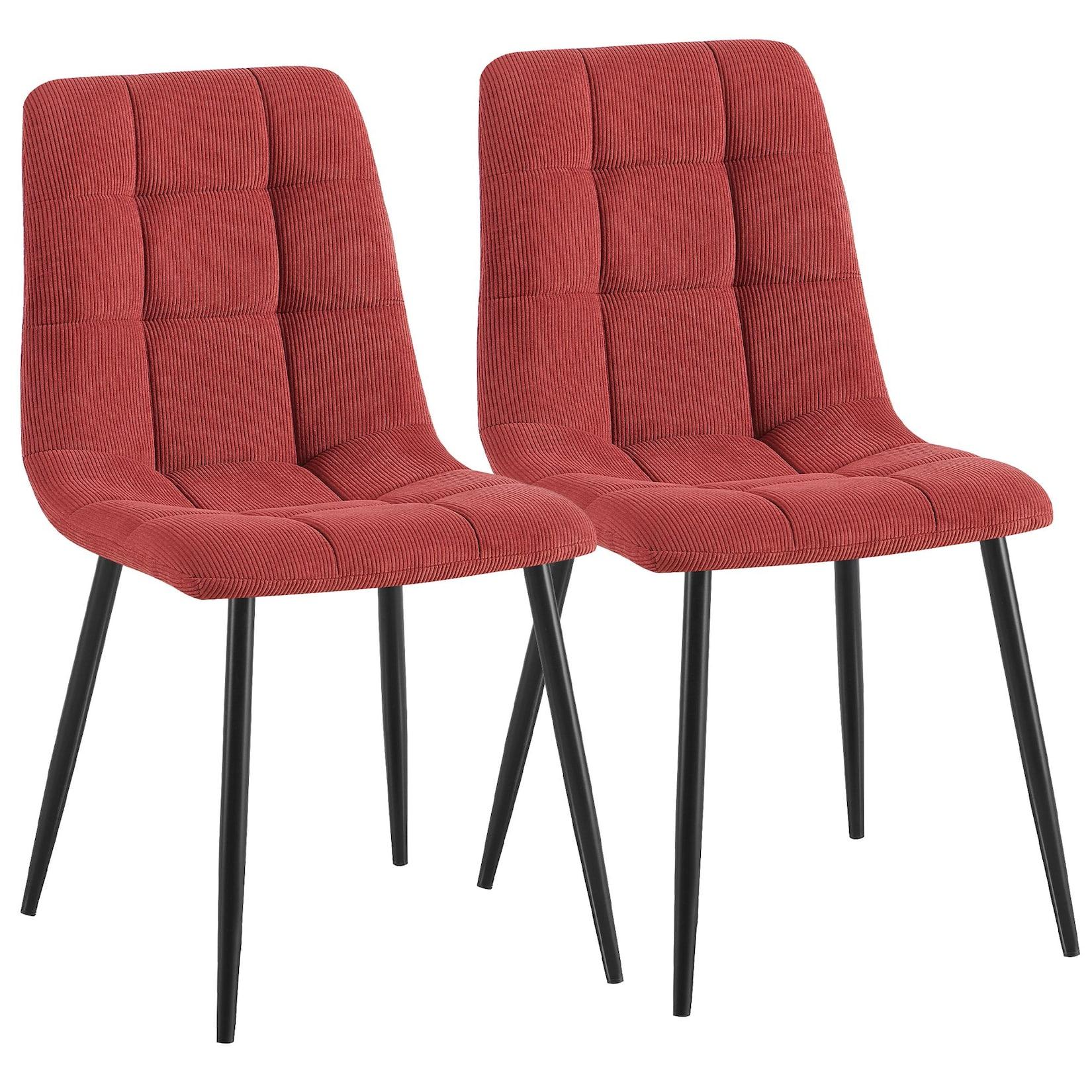 CLP 2er Set Esszimmerstuhl Antibes Cord - Farbe: bordeauxrot