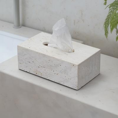Alabaster Travertine Stone Tissue Box   Default Title   MOD LIGHTING