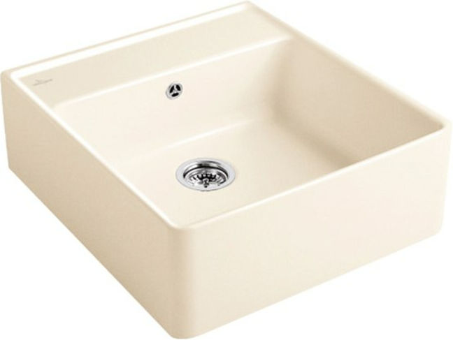 V&B; Évier simple avec garniture vidage, excentrique, crema CeramicPlus ; Villeroy & Boch (632062KR)