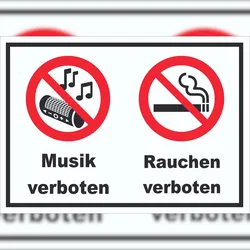 HB-Druck Schild Musik und Rauchen verboten A2 (420x594mm)