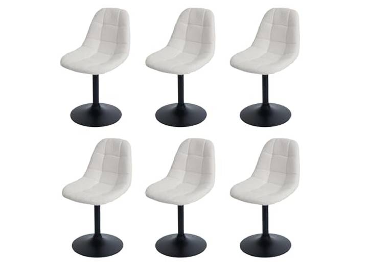 CHEFGASTRO 6er-Set Esszimmerstuhl HxBxT 83x47x43cm Sitzhöhe 47cm Stahl Stoff/Textil Bouclé Creme Küchenstuhl Stuhl Drehstuhl