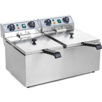 Royal Catering Elektro-Doppel-Fritteuse - 2 x 13 l - 6400 W - Timer -