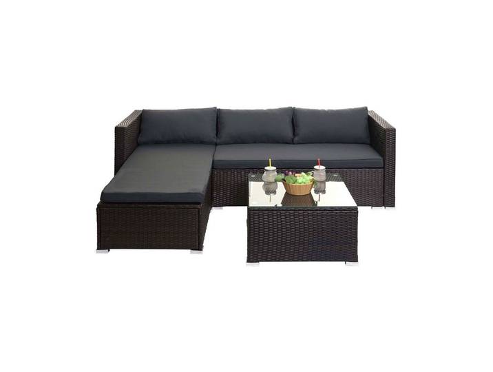 MCW Polstergarnitur MCW-F57, (3-tlg), inklusive Sitz- und Rückenpolster, Glasplatte, wasserabweisende Bezüge