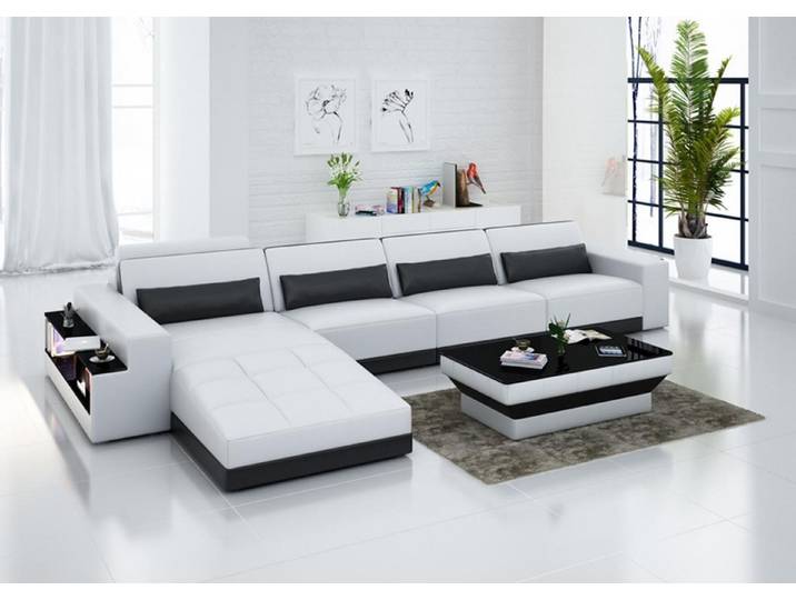 Xlmoebel Ecksofa Modernes Ledersofa mit USB-Anschluss für stilvolles Wohnen, Ecksofa, Hergestellt in Europa