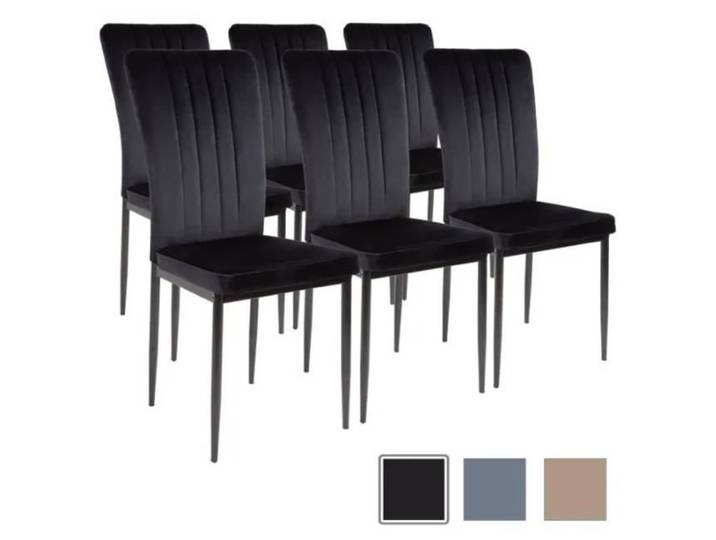 NRSWASI 6Pcs Chaises rembourrées à dossier incurvé - velours à rayure verticale noir