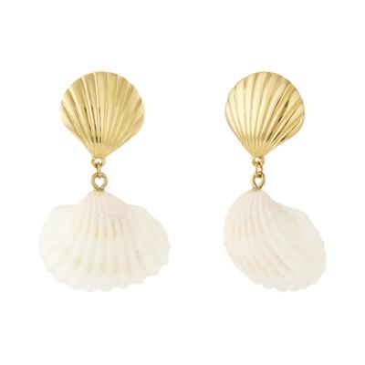 Paar Ohrhänger ADELIA´S "LIVAYA", Damen, Gr. Damen, Edelstahl, gold (goldfarben), Ohrringe, Modeschmuck mit gerippten Muschelformen, stylisch akzentuiert