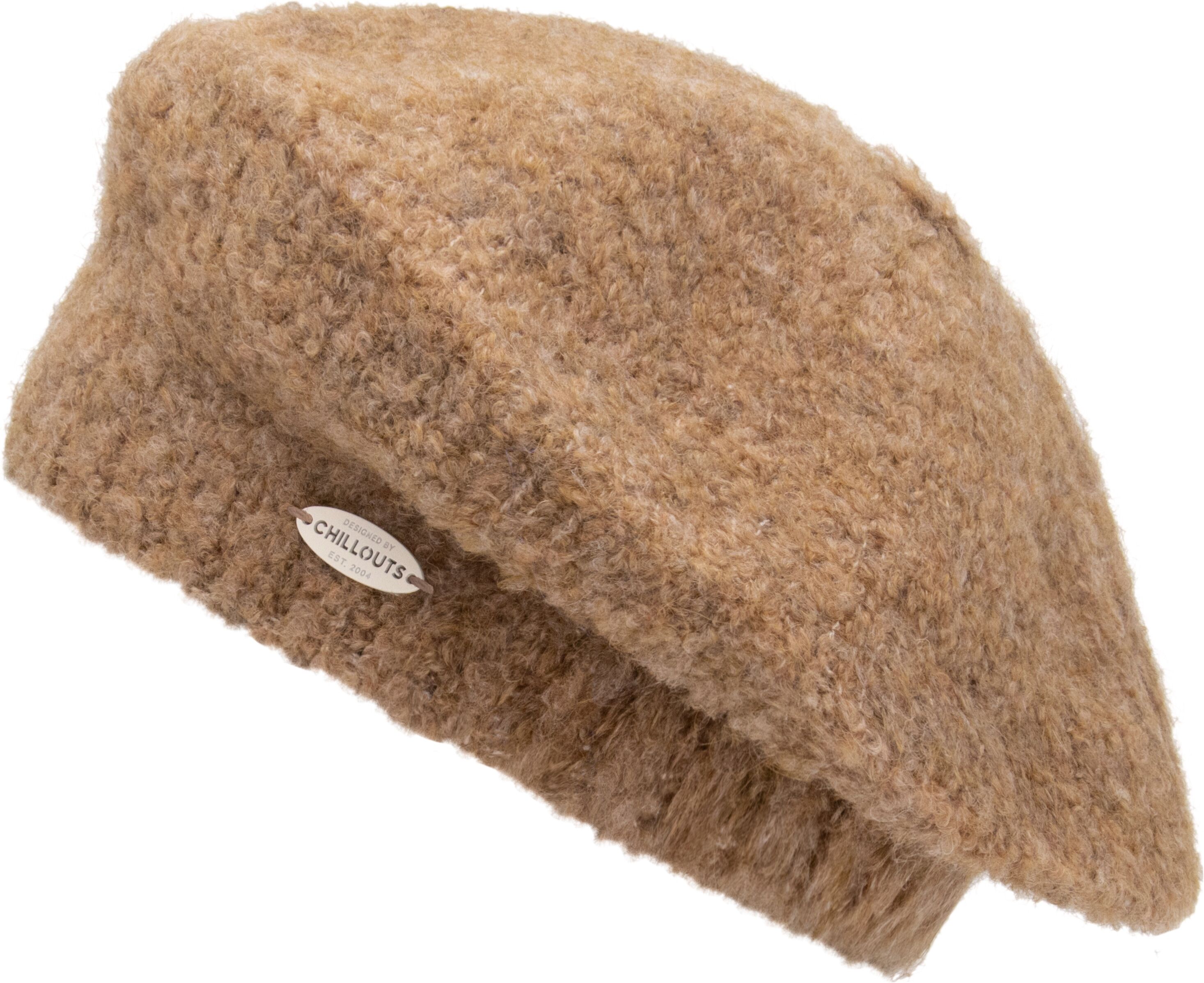 Baskenmütze CHILLOUTS "Odett Hat", Damen, braun (camel), Strick, Materialmix, meliert, unifarben, Mützen Baskenmütze, mit lockerer Passform camel Einheitsgröße