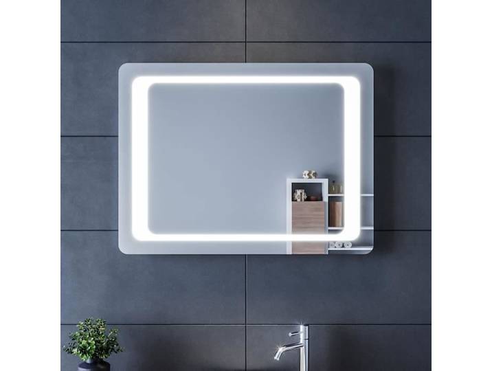 SIRHONA Miroir de Salle de Bains avec éclairage 80x60cm Anti-buée Miroir à LED Mirror Cosmetic Applique Murale pour éclairage