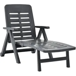 Helloshop26 - Liegestuhl Sonnenliege Gartenbett Terrassenmöbel klappbar anthrazitfarbener Kunststoff 02_0012879