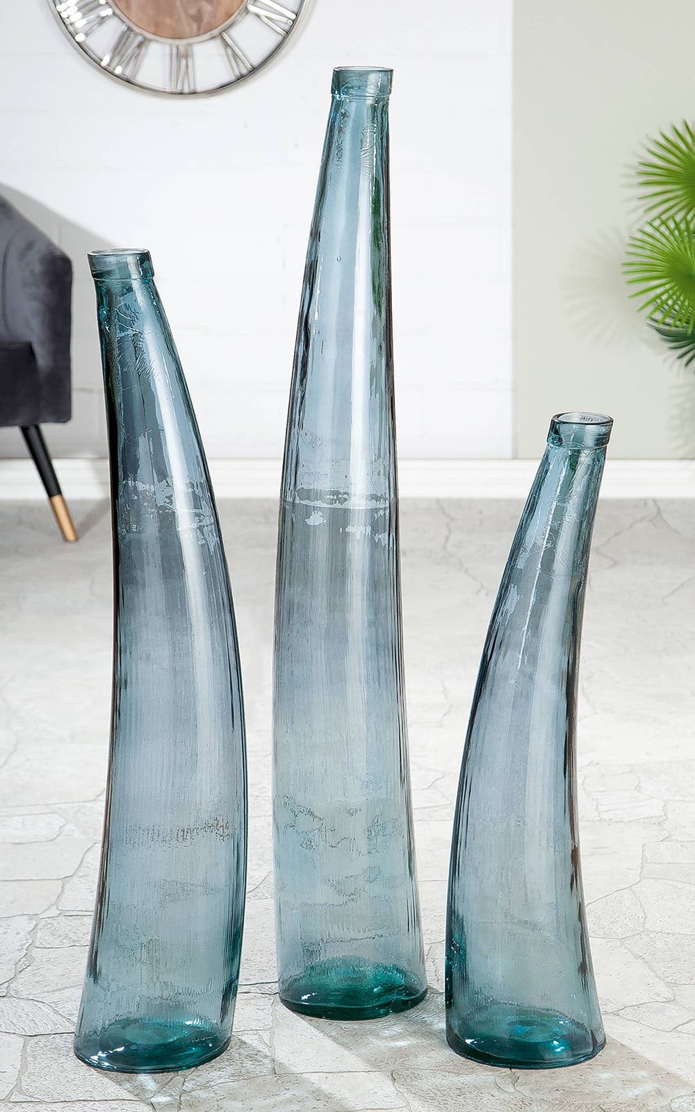 home24 Vaas Corno blauw glas 100 cm