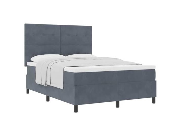 PUGYNBK Boxspringbett, Dunkelgrau, 140 x 200 cm, Samt Verstellbares Kopfteil, mittlere Festigkeit, Massivholz, gefederte Federn, einfache Montage