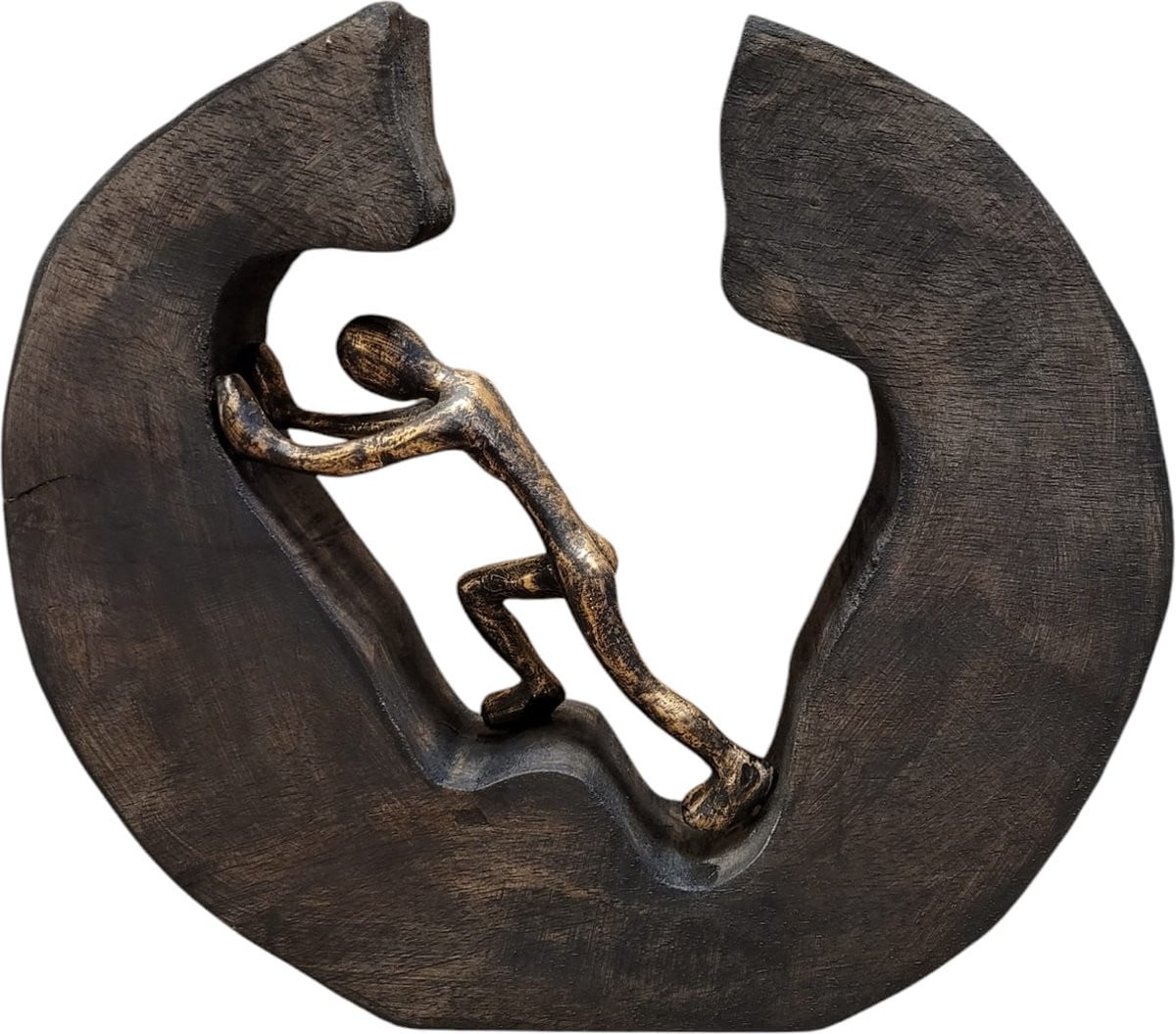 Casablanca Design Keep Pushing Sculptuur - Hout en Metaal - Zilver