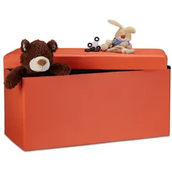 Relaxdays Sitzbank mit Stauraum Kunstleder Orange
