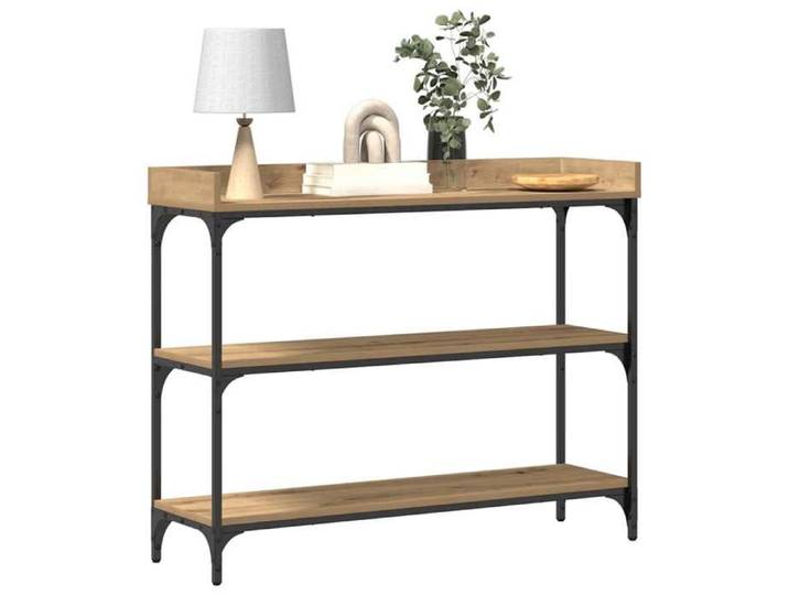Grand Table d'Appoint Marron - Table console - Console D'ENTREE avec étagère - chêne artisanal - 100x30x80cm 356 16711