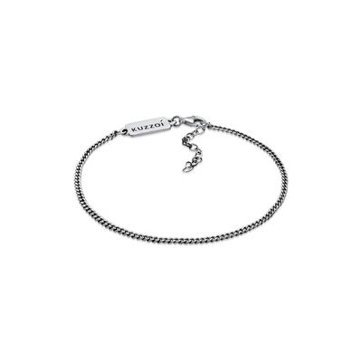 Armkette KUZZOI "Armband Herren Basic Panzerkette Fein 925 Silber" Gr. 190, grau, Armbänder, Herren, Silber 925 (Sterlingsilber), Armkette