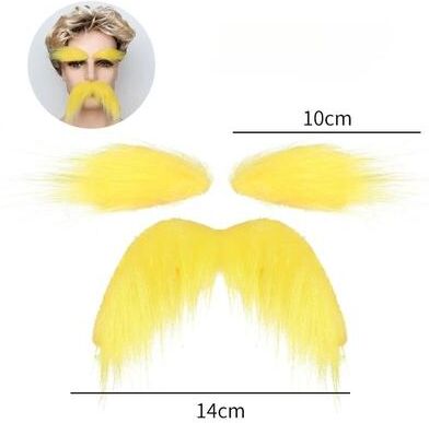 Inspired Living Self Adhesive Fake Mustache And Eyebrow Costume Set yellow