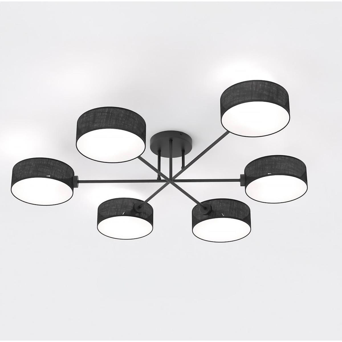 Kendra Home Hanglamp Maga 6-armig van staal in matzwart