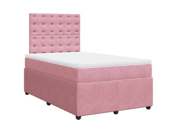 KKgypkn Boxspringbett mit Matratze Rosa 120x200 cm Samt Taschenfederkern höhenverstellbares Kopfteil