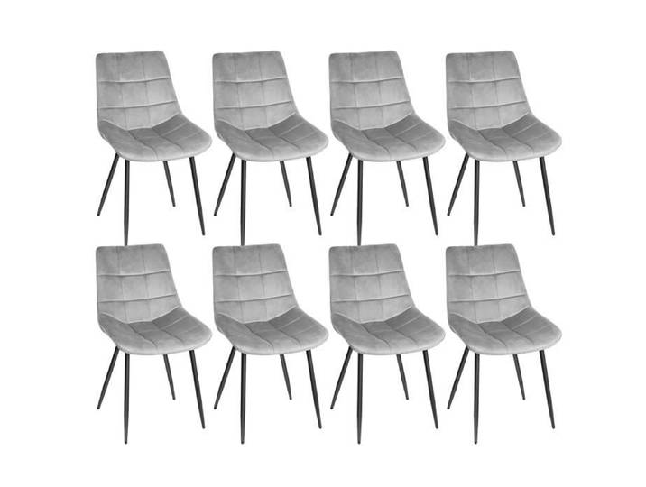 Chaises de salle à manger - XJING - Lot de 8 chaises en velours avec pieds en fer - Gris clair
