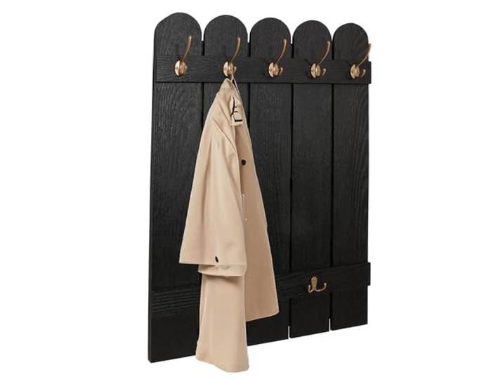 Mendler Wandgarderobe HWC-N95, Paulownia 7 Haken 86x60cm - schwarz