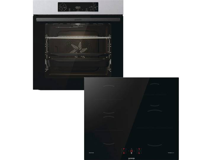 GORENJE Backofen-Set Pacific Backofen-Set Basic Induktion 2021 , Energieeffizienz: A, grau (edelstahl), Herdsets, Pizzafunktion mit 300 C – perfekt für Pizza, Focaccia und mehr, Backofen-Set