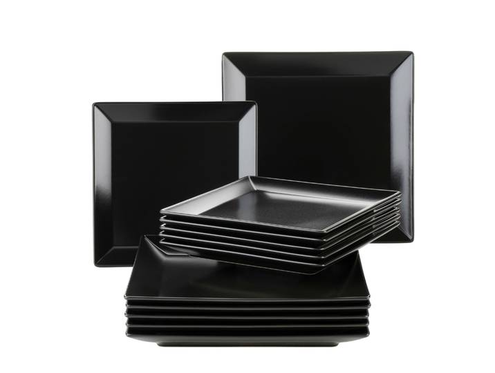 Teller-Set MÄSER Manhattan City , schwarz, 12, Geschirr-Sets, Teller-Set