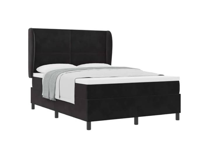 PUGYNBK Boxspringbett, 200 x 140 cm, Schwarz, mit verstellbarem Kopfteil Massivholz, Matratze mittelfest, einfache Montage, modernes Design für Schlafzimmer