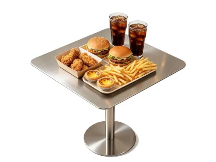 Getränke-Couchtisch, Küchen-Esstisch, Bartisch mit Thekenhöhe im Freien Bistro-Pub-Tisch, Cocktailtisch, Wohnzimmer-Beistelltisch aus Edelstahl, kleiner Akzenttisch(80x80x95cm)