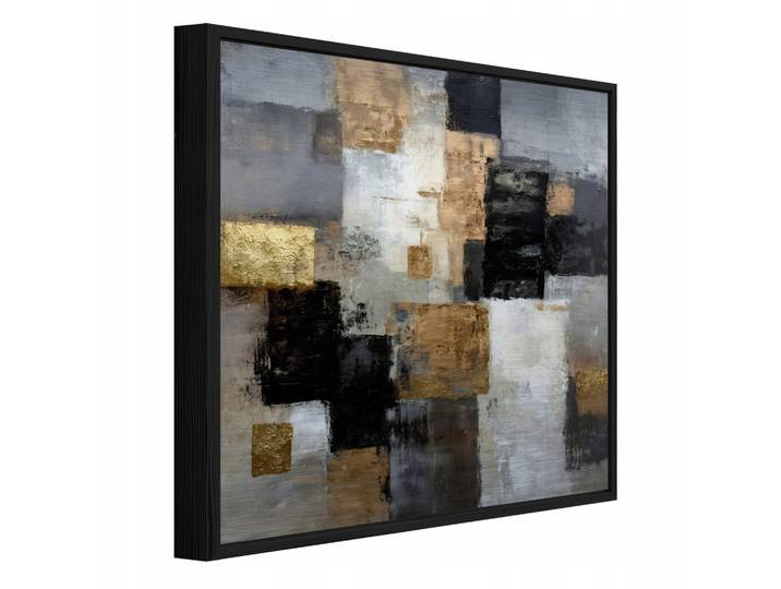 BILDER mit Rahmen Abstraktion Geometrisch Schwarz 80x80 cm