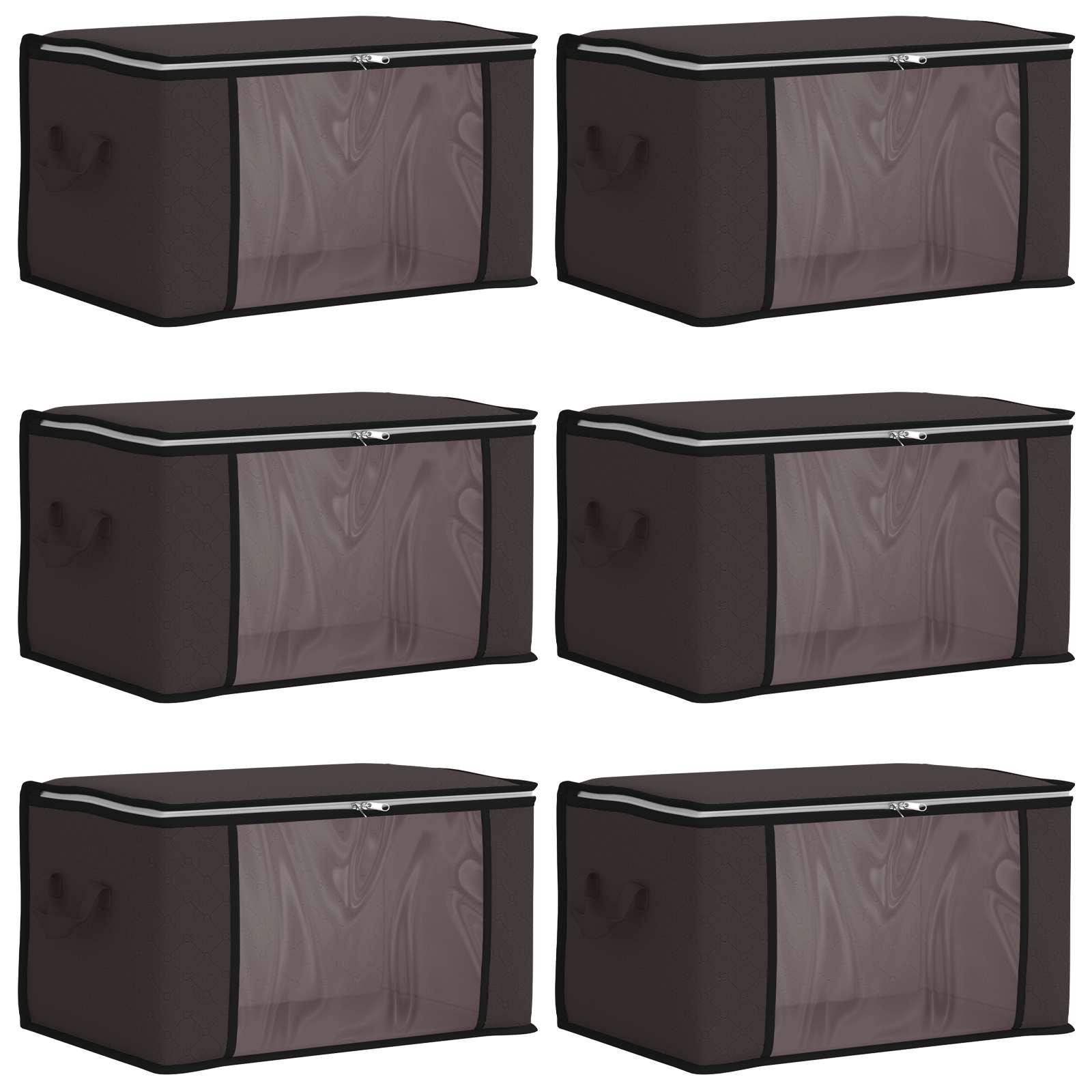 vidaXL Opbergbox voor onder het bed, 6 stuks, textiel, inklapbaar met handvatten