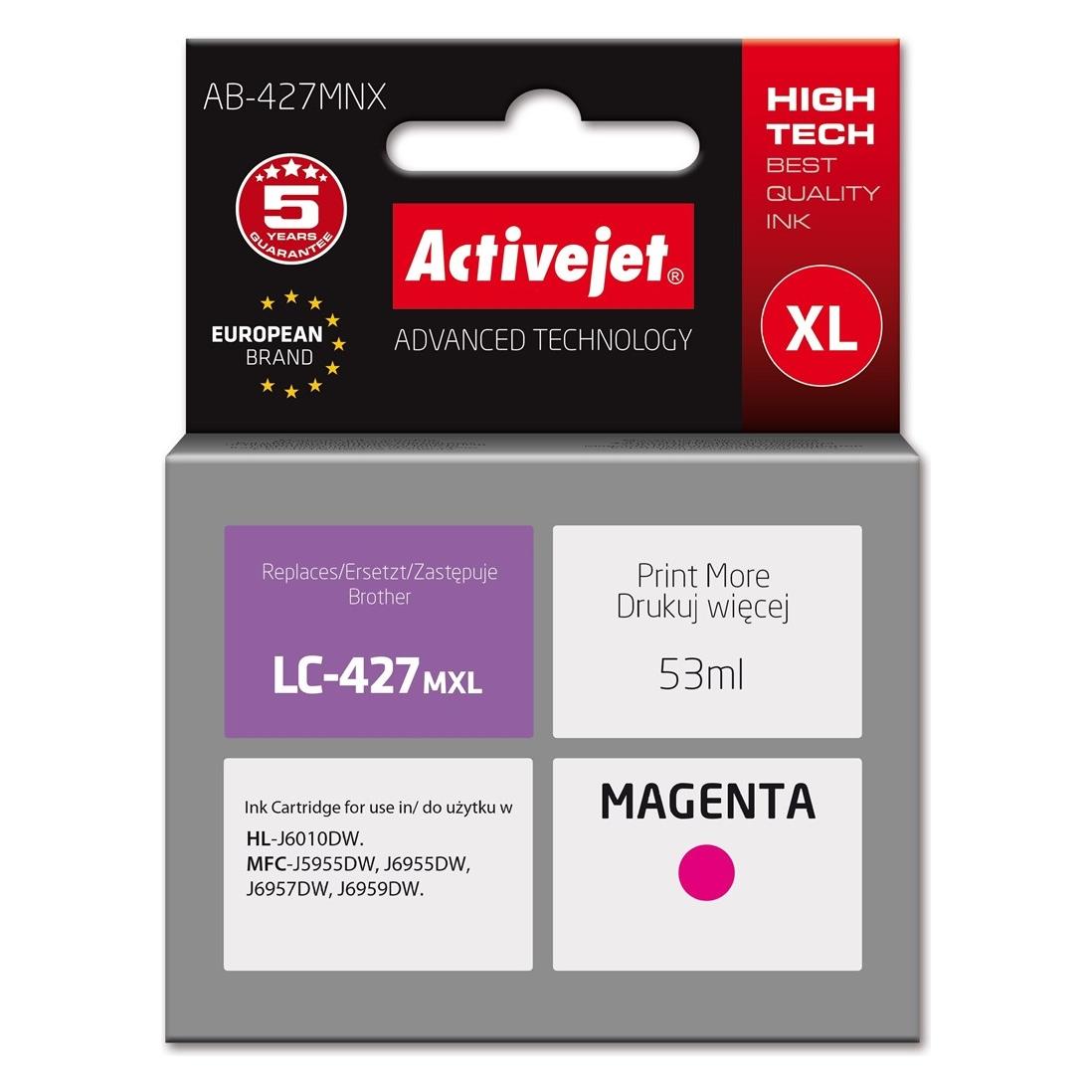 Activejet AB-427MNX Tinte für Brother-Drucker Ersatz für Brother LC-427MXL Supreme 53 ml Magenta (AB-427MNX)