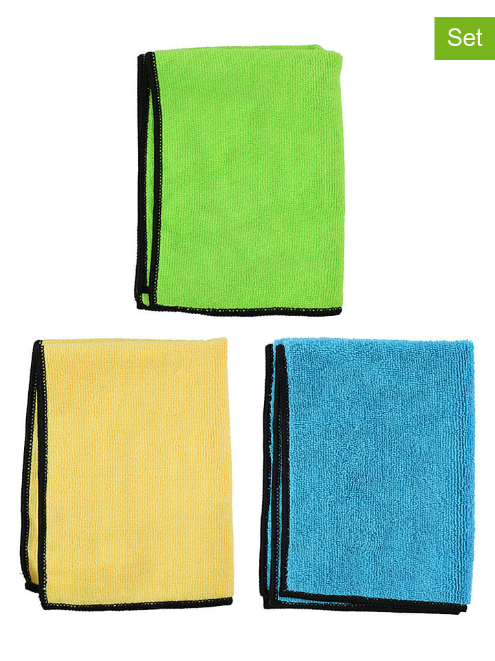 Dunlop 10er-Set: Mikrofasertücher in Grün/ Gelb/ Blau - (L)40 x (B)35 cm - onesize