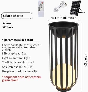 Uplifted Goods Elegant Outdoor Patio Light For Garden Tea Tables Courtyard Decor solar D41x95cm stainless Steel
