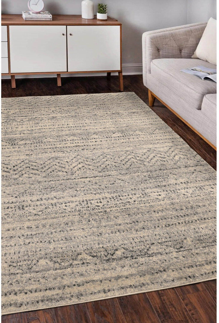 Brambly Cottage FREYA LINEZAG GREY 1 Grey Rectangle 140 x 200cm