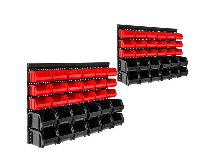 tectake Wandregal 2er Set Stapelboxen, 2 stabile Wandplatten mit je 64 x 38 x 17,5 cm, schwarz, Schwarz, 17.5x38x64 cm, Freizeit & Co, Heimwerken, Werkstatteinrichtung, Werkzeugkoffer und Werkzeugboxen