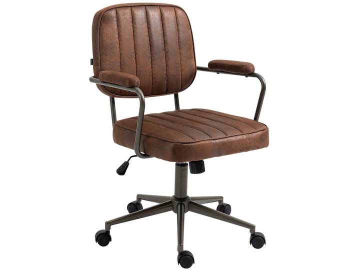 CLP Drehstuhl Lederlook Cognac, Metall, 61x88x63 cm, Büromöbel, Bürostühle, Drehstuhl