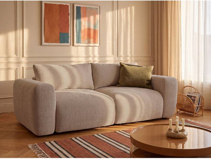 2-Sitzer-Sofa aus Stoff in Beige POLIRIA