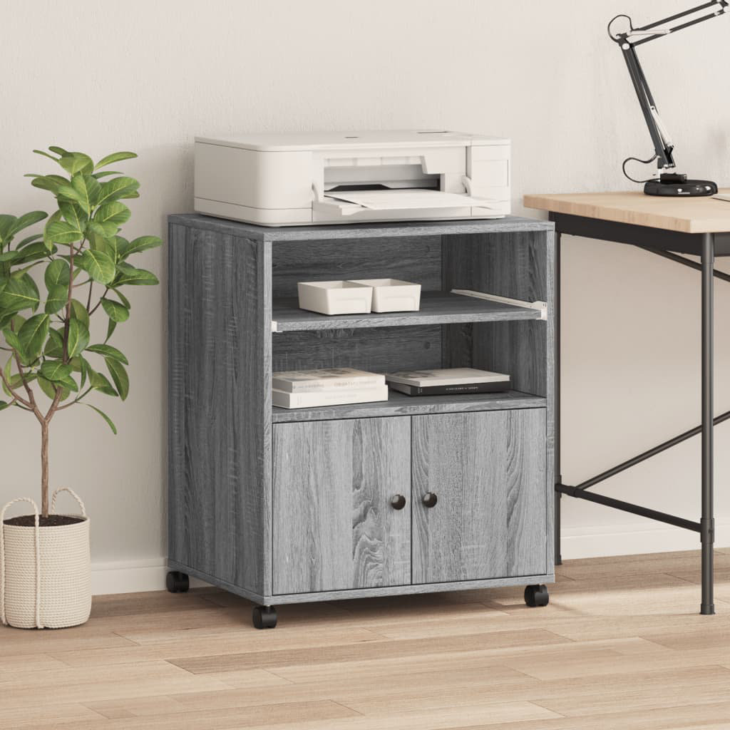 vidaXL 74 cm H x 60 cm W Printer Stand Grey Sonoma 74cm H X 60cm W X 48cm D