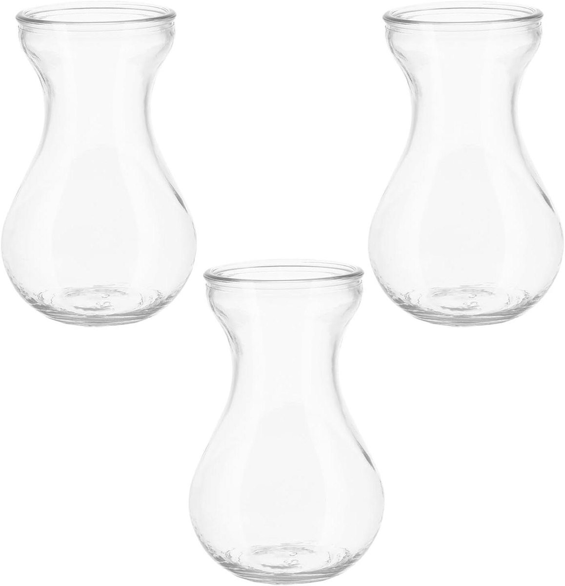 Set van 3 transparante glazen mini decoratie vaasjes
