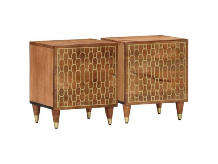 Heofavd Nachttisch 2er Set Massivholz Mango Beistellschrank 40x33x46 cm
